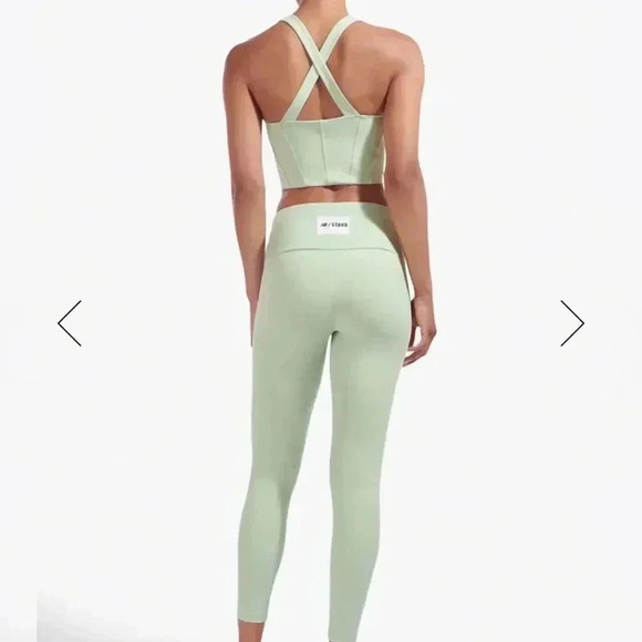 STAUD x New Balance Lace Up Tight Corset Leggings in Sage Green NEW - Picture 7 of 7